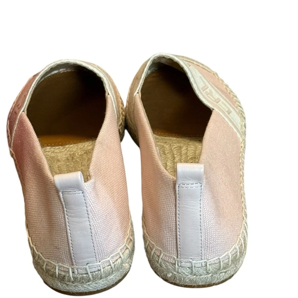 Lauren Ralph Lauren Caylee Canvas Espadrilles Pink Beige Size 7 NWOT